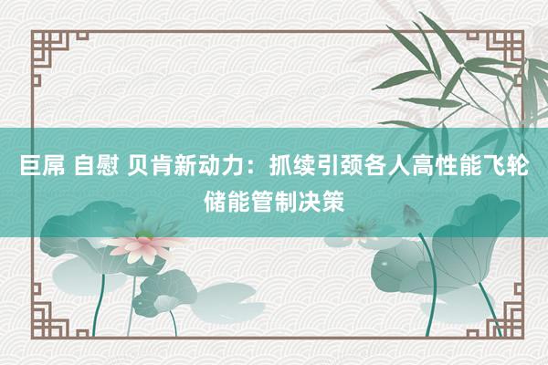 巨屌 自慰 贝肯新动力：抓续引颈各人高性能飞轮储能管制决策