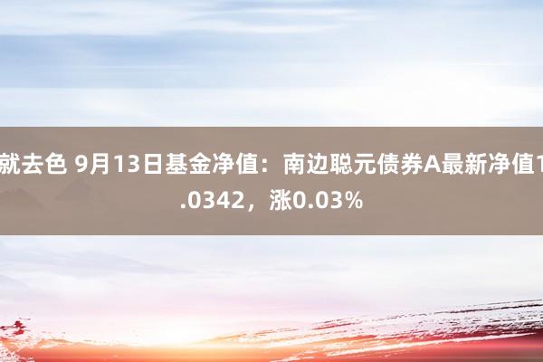 就去色 9月13日基金净值：南边聪元债券A最新净值1.0342，涨0.03%