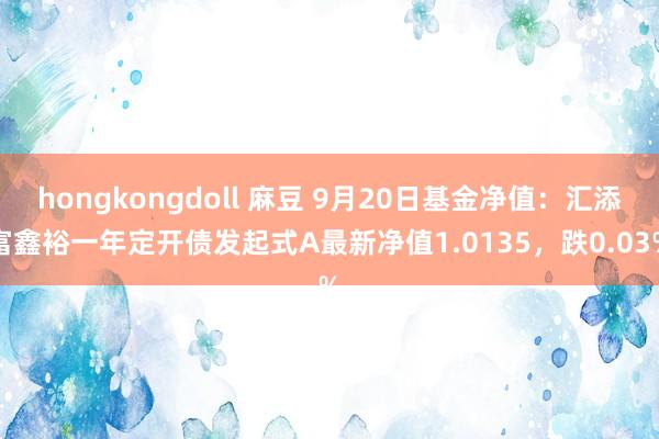 hongkongdoll 麻豆 9月20日基金净值：汇添富鑫裕一年定开债发起式A最新净值1.0135，跌0.03%