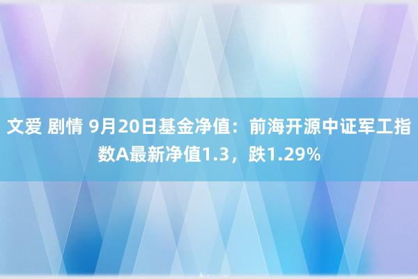 文爱 剧情 9月20日基金净值：前海开源中证军工指数A最新净值1.3，跌1.29%