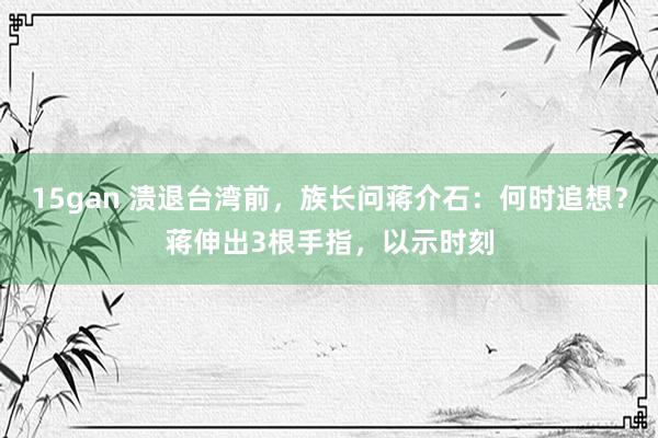 15gan 溃退台湾前，族长问蒋介石：何时追想？蒋伸出3根手指，以示时刻