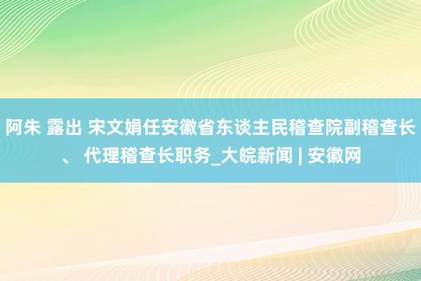 阿朱 露出 宋文娟任安徽省东谈主民稽查院副稽查长、 代理稽查长职务_大皖新闻 | 安徽网