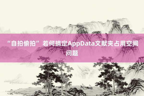 “自拍偷拍” 若何搞定AppData文献夹占用空间问题