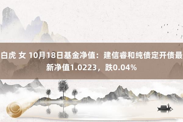 白虎 女 10月18日基金净值：建信睿和纯债定开债最新净值1.0223，跌0.04%