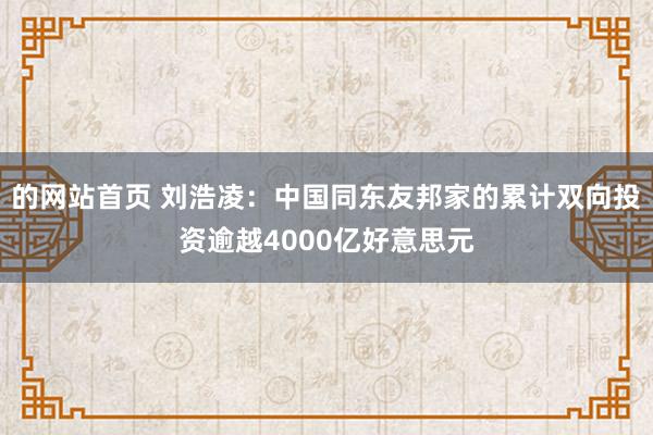 的网站首页 刘浩凌：中国同东友邦家的累计双向投资逾越4000亿好意思元