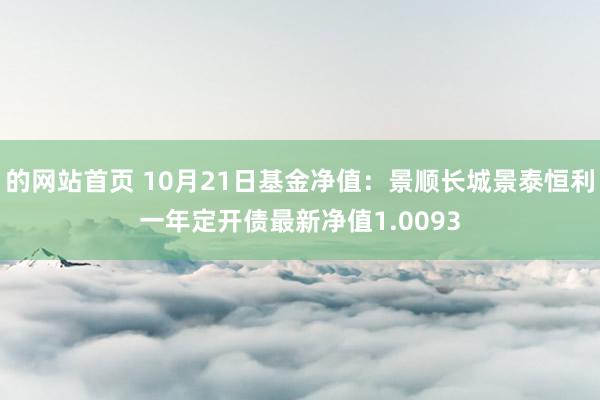 的网站首页 10月21日基金净值：景顺长城景泰恒利一年定开债最新净值1.0093