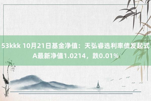 53kkk 10月21日基金净值：天弘睿选利率债发起式A最新净值1.0214，跌0.01%