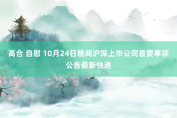 高合 自慰 10月24日晚间沪深上市公司首要事项公告最新快递