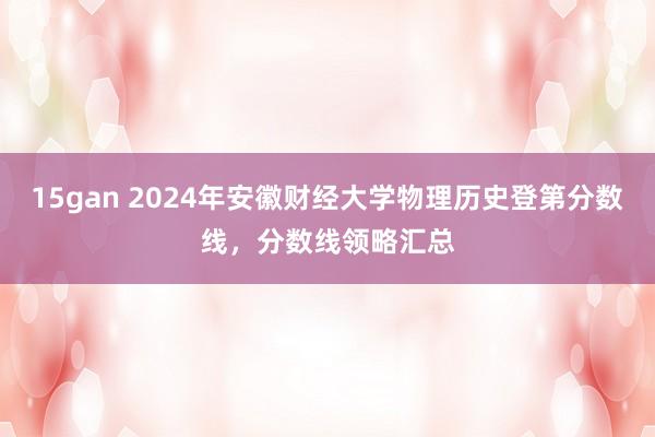 15gan 2024年安徽财经大学物理历史登第分数线，分数线领略汇总