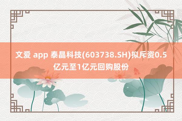 文爱 app 泰晶科技(603738.SH)拟斥资0.5亿元至1亿元回购股份