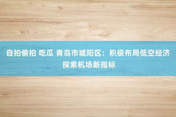 自拍偷拍 吃瓜 青岛市城阳区：积极布局低空经济 探索机场新指标