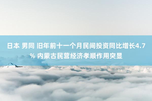 日本 男同 旧年前十一个月民间投资同比增长4.7% 内蒙古民营经济孝顺作用突显