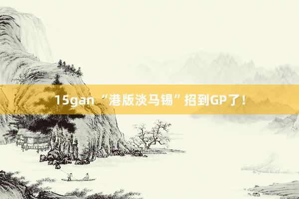 15gan “港版淡马锡”招到GP了！