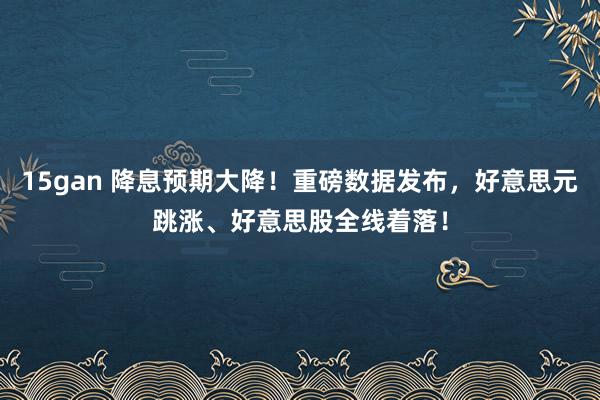 15gan 降息预期大降！重磅数据发布，好意思元跳涨、好意思股全线着落！